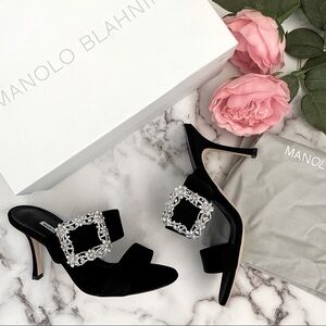 🆕 Authentic Manolo Blahnik Gable Mule Sandals in Black (SZ 38, US 8)